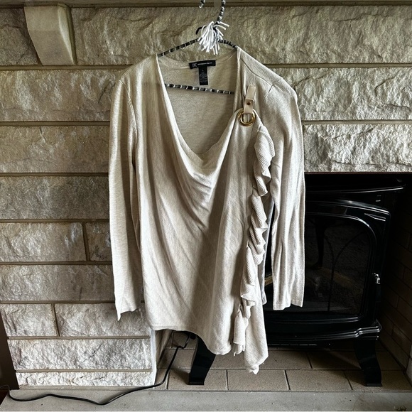 INC International Concepts beige cardigan open snap closure large - Picture 1 of 9